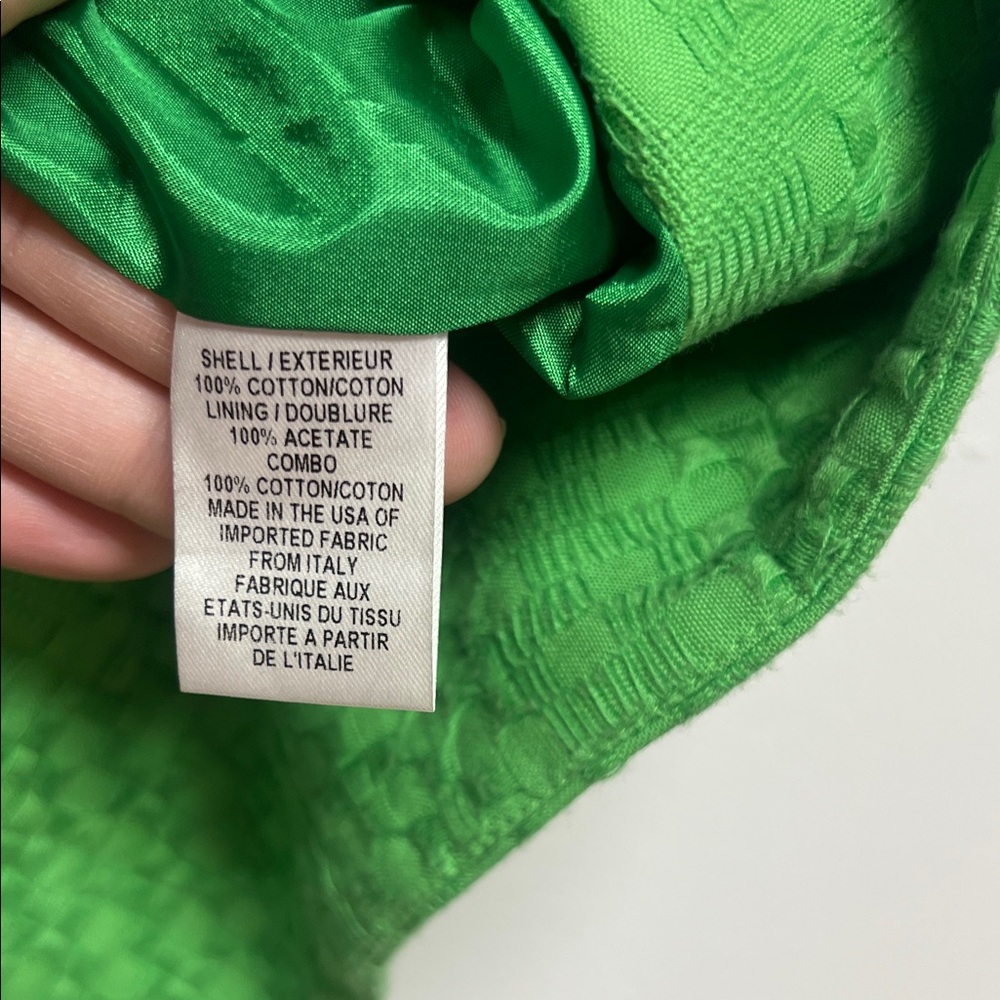 Milly Vibrant Green Woven Cotton Retro 3/4 Sleeve Coat Gold Buttons Size 2 - Picture 10 of 10